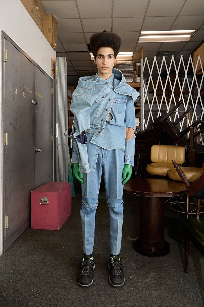 Deconstructed denim outfit